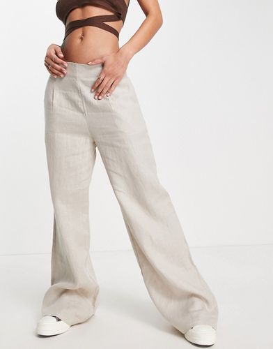 Pantaloni in lino beige a fondo ampio in coordinato - Style Cheat - Modalova