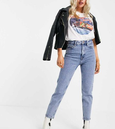 Petite - Mom jeans slim elasticizzati in cotone - MBLUE - Stradivarius - Modalova