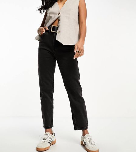 Petite - Mom jeans slim stretch neri - Stradivarius - Modalova