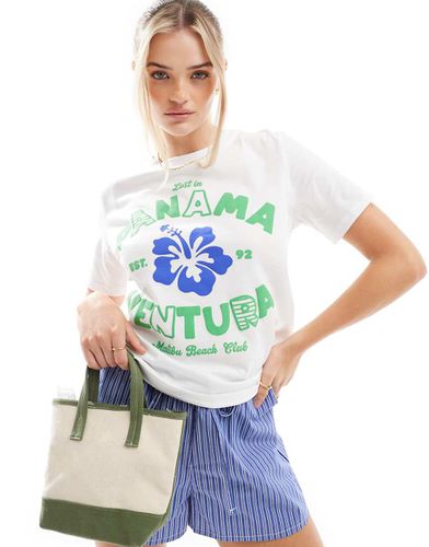 T-shirt bianca con stampa "Panama Ventura" - Stradivarius - Modalova