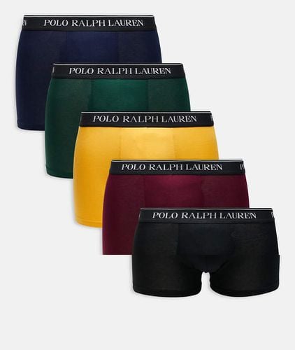 Confezione da 5 paia di boxer aderenti rossi, blu, gialli, verdi, neri con elastico con logo in vita - Polo Ralph Lauren - Modalova