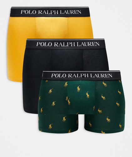 Confezione da 3 boxer aderenti color giallo, verde e con elastico in vita con logo - Polo Ralph Lauren - Modalova