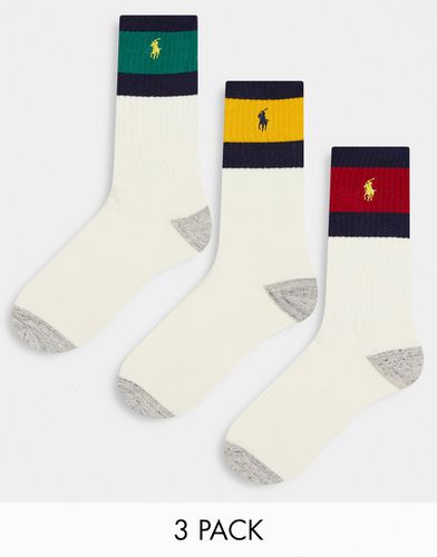 Confezione da 3 paia di calzini sporco a righe colorate con logo del pony - Polo Ralph Lauren - Modalova