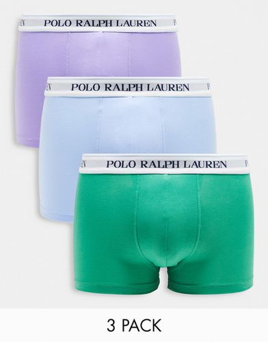 Confezione da 3 paia di boxer aderenti viola, verde e azzurro con elastico in vita con logo - Polo Ralph Lauren - Modalova