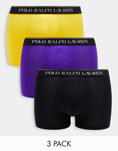 Confezione da tre paia di boxer aderenti blu, gialli e neri con vita elasticizzata con logo - Polo Ralph Lauren - Modalova