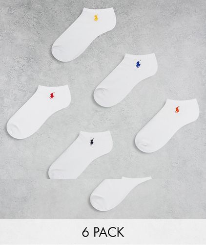 Confezione da sei paia di calzini sportivi bianchi con logo multicolore - Polo Ralph Lauren - Modalova