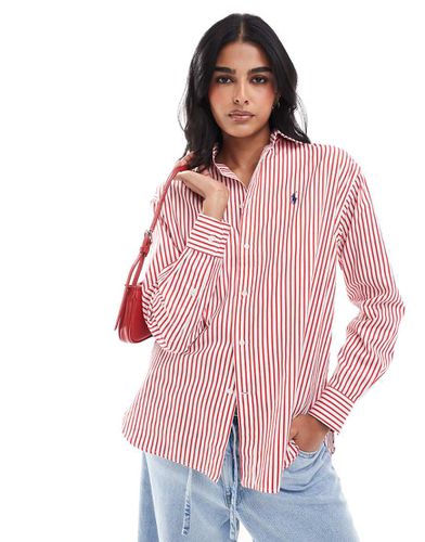 Camicia comoda rossa a righe con logo - Polo Ralph Lauren - Modalova