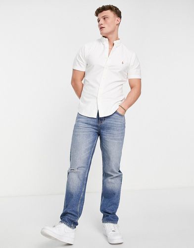 Camicia Oxford slim fit a maniche corte bianca con logo - Polo Ralph Lauren - Modalova