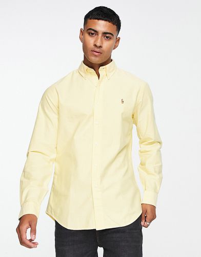 Camicia Oxford slim gialla con logo del cavallino - Polo Ralph Lauren - Modalova