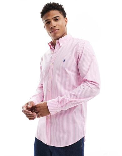 Camicia slim a righe in popeline con logo - Polo Ralph Lauren - Modalova