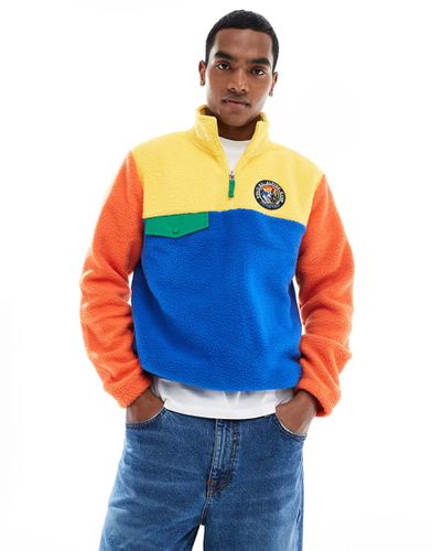 Felpa classica oversize in pile di poliestere multicolore color block stile vintage con zip corta - Polo Ralph Lauren - Modalova