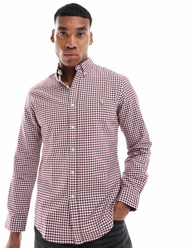 Icon - Camicia Oxford slim fit bordeaux e bianca a quadretti con logo - Polo Ralph Lauren - Modalova