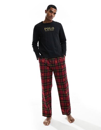 Set pigiama con pantaloni a quadri e maglietta a maniche lunghe - Polo Ralph Lauren - Modalova