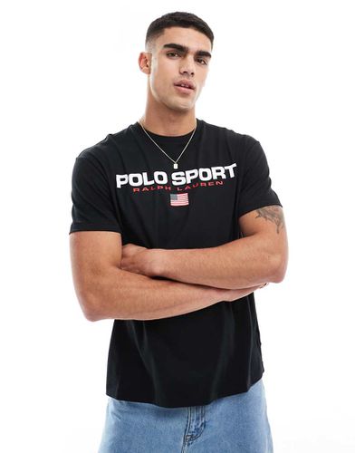 Sports Capsule - T-shirt nera con logo - Polo Ralph Lauren - Modalova