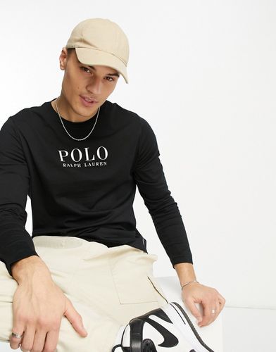 T-shirt da casa a maniche lunghe nera con logo sul petto - Polo Ralph Lauren - Modalova