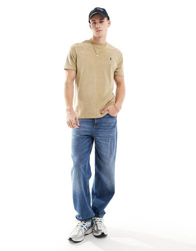 T-shirt in spugna di cotone leggero beige con logo - Polo Ralph Lauren - Modalova