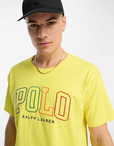 T-shirt oversize gialla con logo multicolore - Polo Ralph Lauren - Modalova