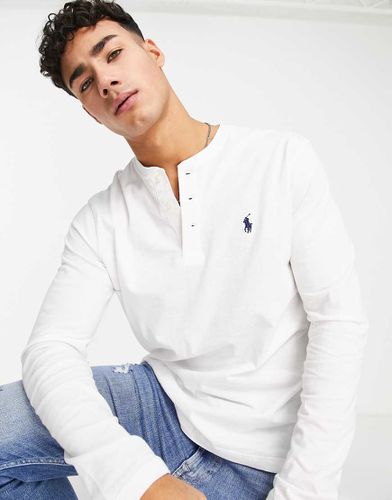 Top a maniche lunghe con collo serafino in tessuto fiammato con logo - Polo Ralph Lauren - Modalova