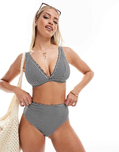 Coppe Grandi - Slip bikini a vita alta a quadretti bianchi e neri - Peek & Beau - Modalova