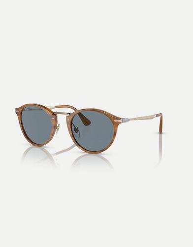 Po3166s - Occhiali da sole phantos tartarugati marroni a righe con lenti blu - Persol - Modalova