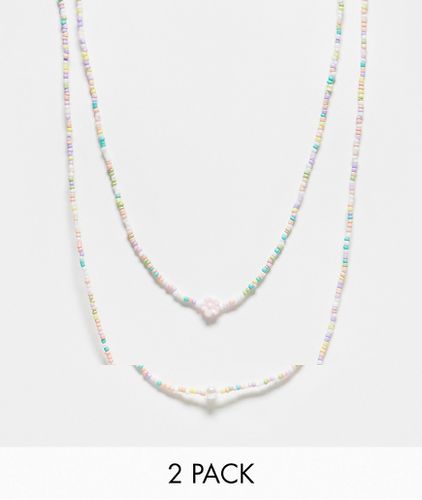 Confezione da 2 collane con perline piccole e dettaglio con perla - Pieces - Modalova