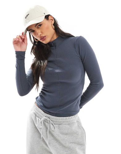 Top in jersey a coste grigio con doppia zip - Pieces - Modalova