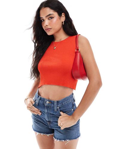 Crop top in maglia a coste con laccio sul retro - Pimkie - Modalova