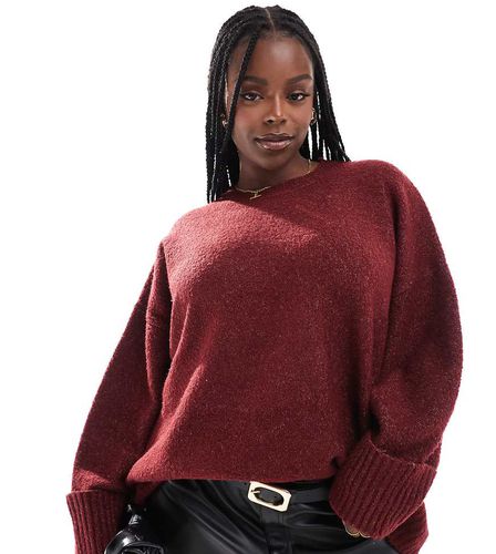 Maglione oversize in pile borg bordeaux - Pretty Lavish Curve - Modalova