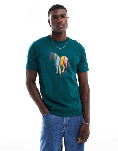 T-shirt verde-azzurro con logo con zebra - PS Paul Smith - Modalova