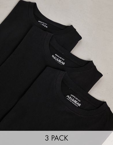 Confezione da 3 t-shirt vestibilità classica nere - Pull & Bear - Modalova