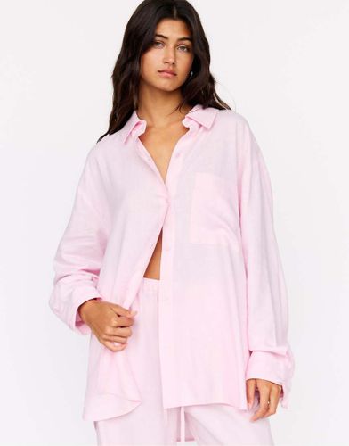 Chemise oversize en lin mélangé - Pull & bear - Modalova