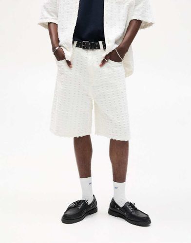 Bermuda baggy en jean texturé - cassé - Pull & bear - Modalova
