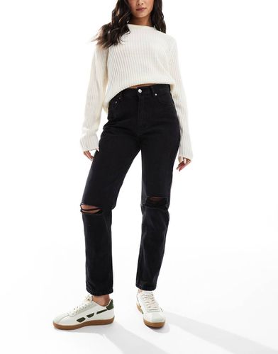 Mom jeans strappati neri - Pull & Bear - Modalova