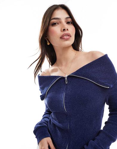 Maglione lavorato con scollo bardot e zip - Pull & Bear - Modalova