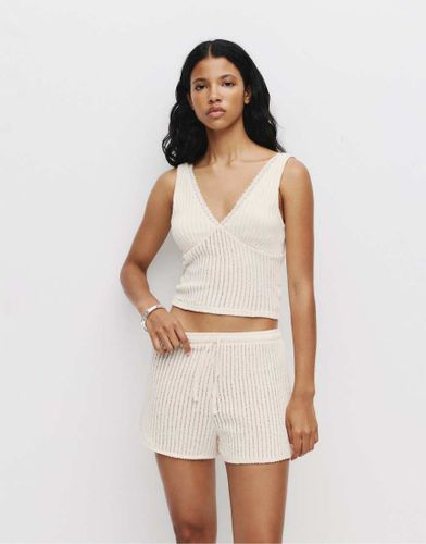 Short en maille ajourée - Beige - Pull & bear - Modalova