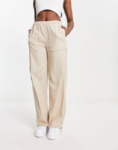 Pantaloni ampi in lino color sabbia - Pull & Bear - Modalova