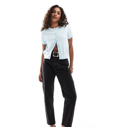 Petite - Mom jeans a vita alta neri - Pull & Bear - Modalova