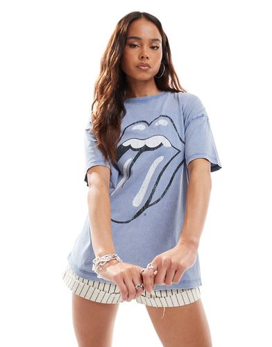 T-shirt del gruppo Rolling Stone blu slavato - Pull & Bear - Modalova