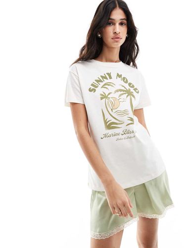 T-shirt oversize color sporco con stampa grafica di palma - Pull & Bear - Modalova