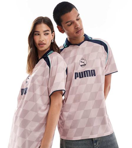 Maglia da calcio e bianco sporco con stampa a rombi - In esclusiva per ASOS - Puma - Modalova