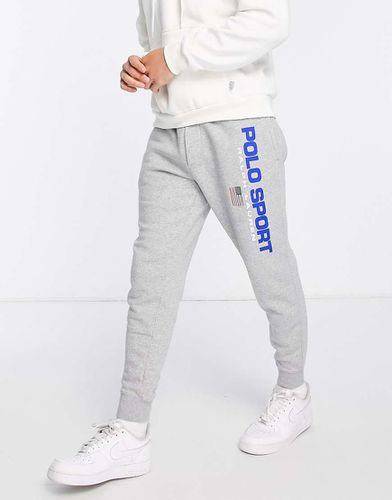 Ralph Lauren - Sport Capsule - Joggers mélange con logo e fondo elasticizzato - Polo Ralph Lauren - Modalova