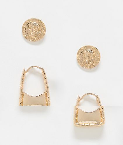 Confezione da 2 paia di orecchini color a forma di borsa e di moneta - Reclaimed Vintage - Modalova