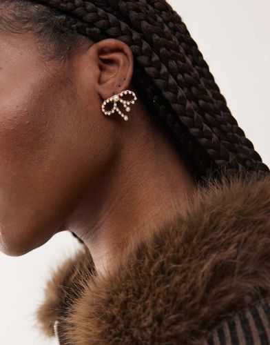 Boucles d'oreilles avec naud et perles - Reclaimed Vintage - Modalova