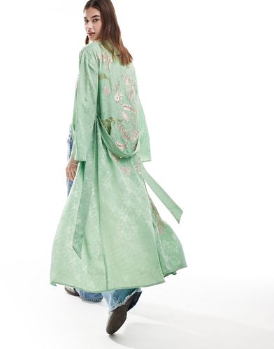 Kimono in raso con ricami - Reclaimed Vintage - Modalova