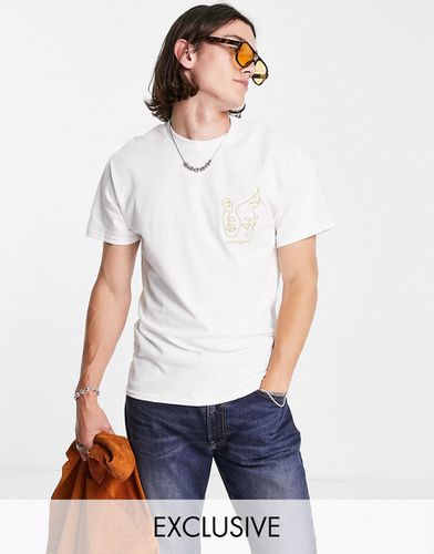 Inspired - T-shirt bianca con visi tratteggiati - Reclaimed Vintage - Modalova