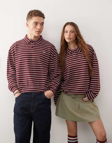 Polo unisex in felpa bordeaux a righe - Reclaimed Vintage - Modalova