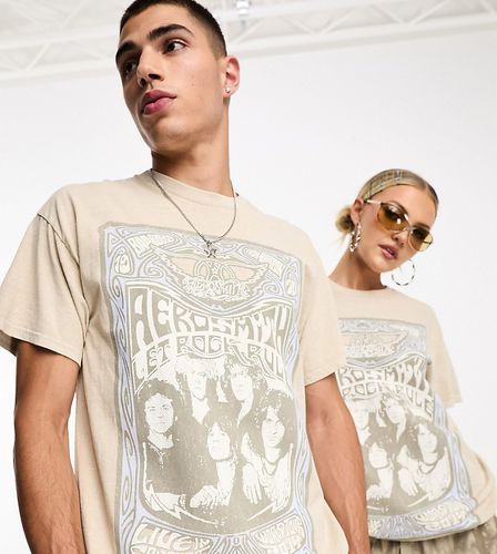 T-shirt unisex color pietra con stampa "Aerosmith" su licenza - Reclaimed Vintage - Modalova