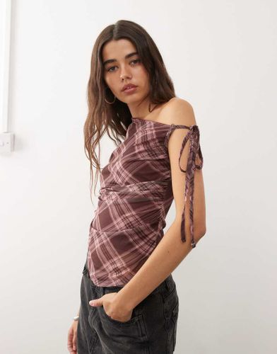 Top à carreaux avec épaules dénudées et détail noué - Reclaimed Vintage - Modalova