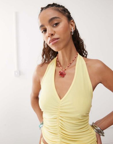 Top dos nu d'ensemble avec surpiqûres froncées - beurre - Reclaimed Vintage - Modalova