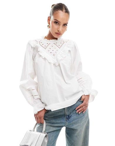 Blusa bianca in pizzo sangallo - River Island - Modalova